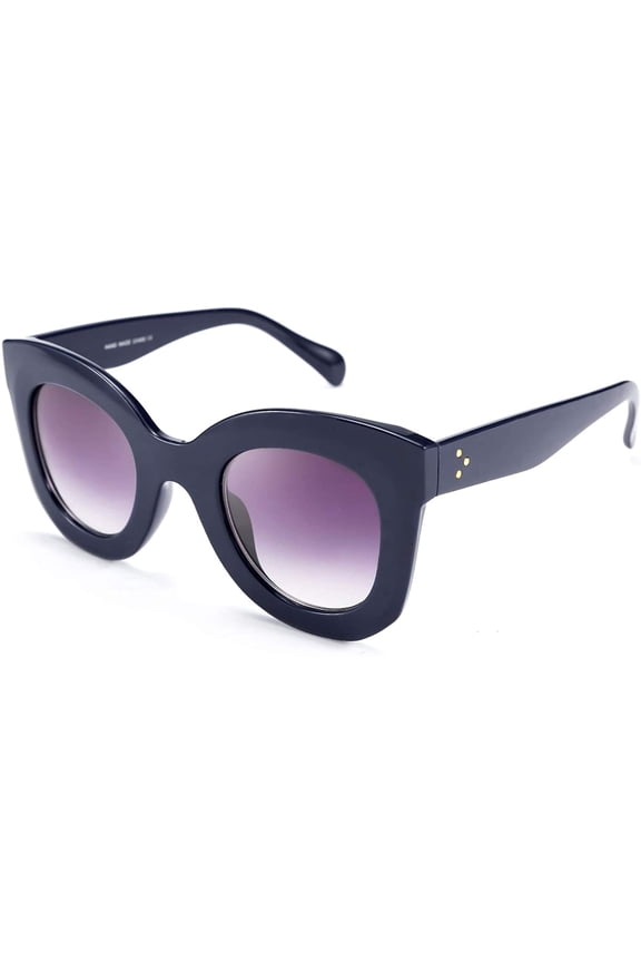 Retro Oversized Square Horn Sunglasses Semi Cat Eye Butterfly Glass Big Thick Bold Frame B2572