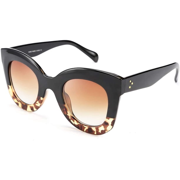 FEISEDY Retro Oversized Square Horn Sunglasses Semi Cat Eye  display picture 3