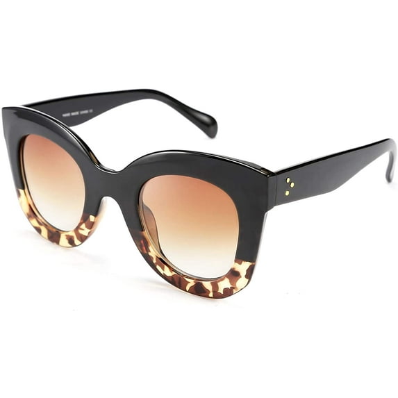 FEISEDY Retro Oversized Square Horn Sunglasses Semi Cat Eye Butterfly Glass Big Thick Bold Frame B2572