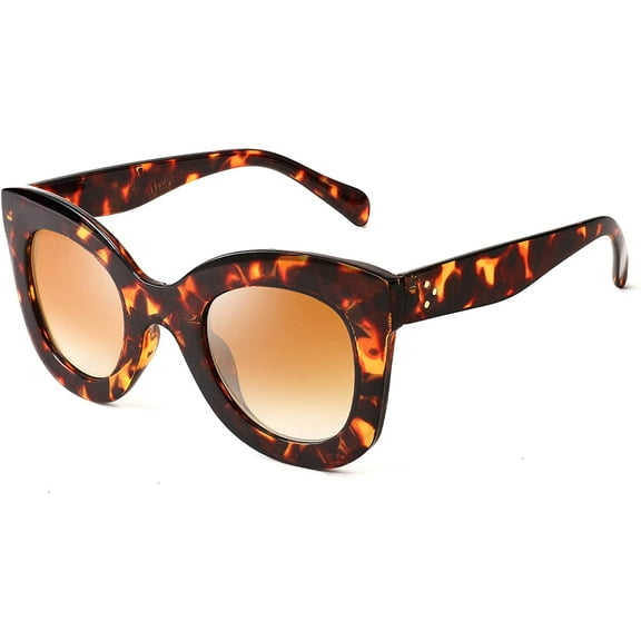 FEISEDY Retro Oversized Square Horn Sunglasses Semi Cat Eye Butterfly Glass Big Thick Bold Frame B2572