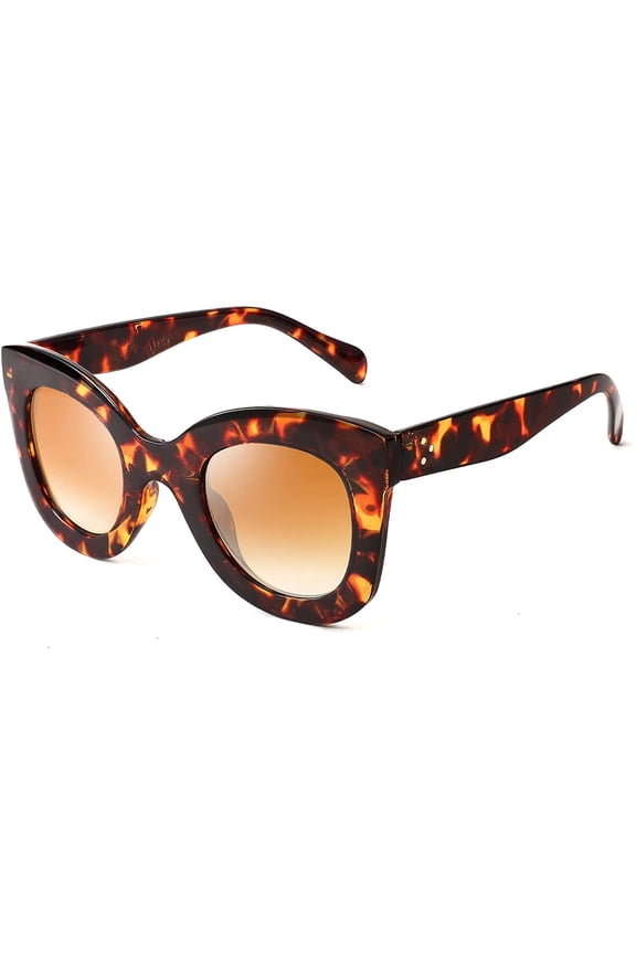Retro Oversized Square Horn Sunglasses Semi Cat Eye Butterfly Glass Big Thick Bold Frame B2572
