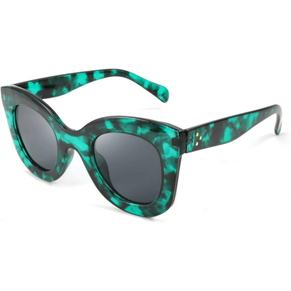 FEISEDY Retro Oversized Square Horn Sunglasses Semi Cat Eye Butterfly Glass Big Thick Bold Frame B2572