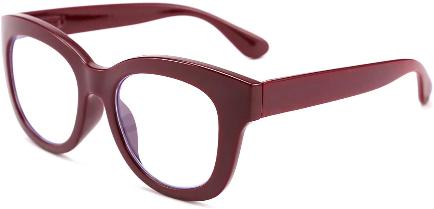 FEISEDY Retro Reading Glasses Thick Square Big Frame Blue Light Blocking Lens Anti Glare Digital Eyestrain B2534