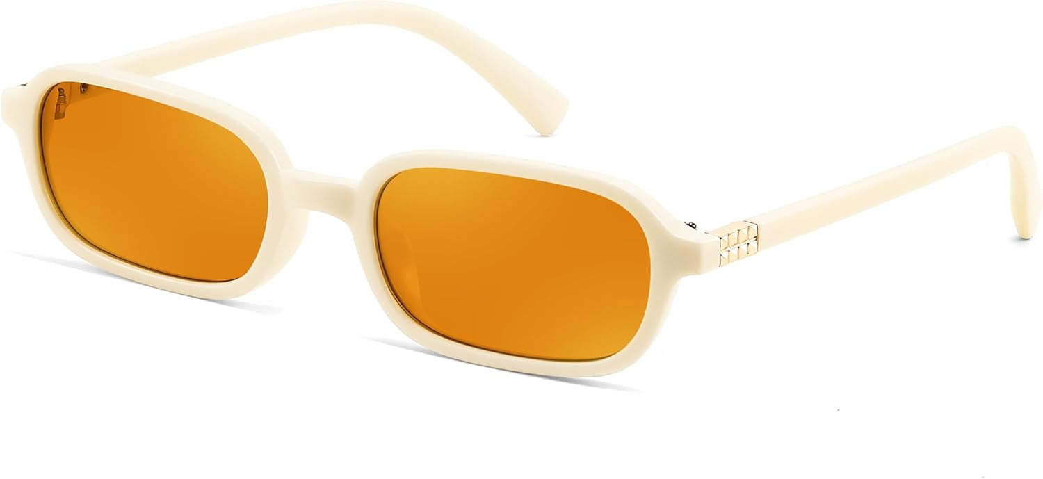 FEISEDY Retro Rectangular Sunglasses for Women Men 90s Small  display picture 2