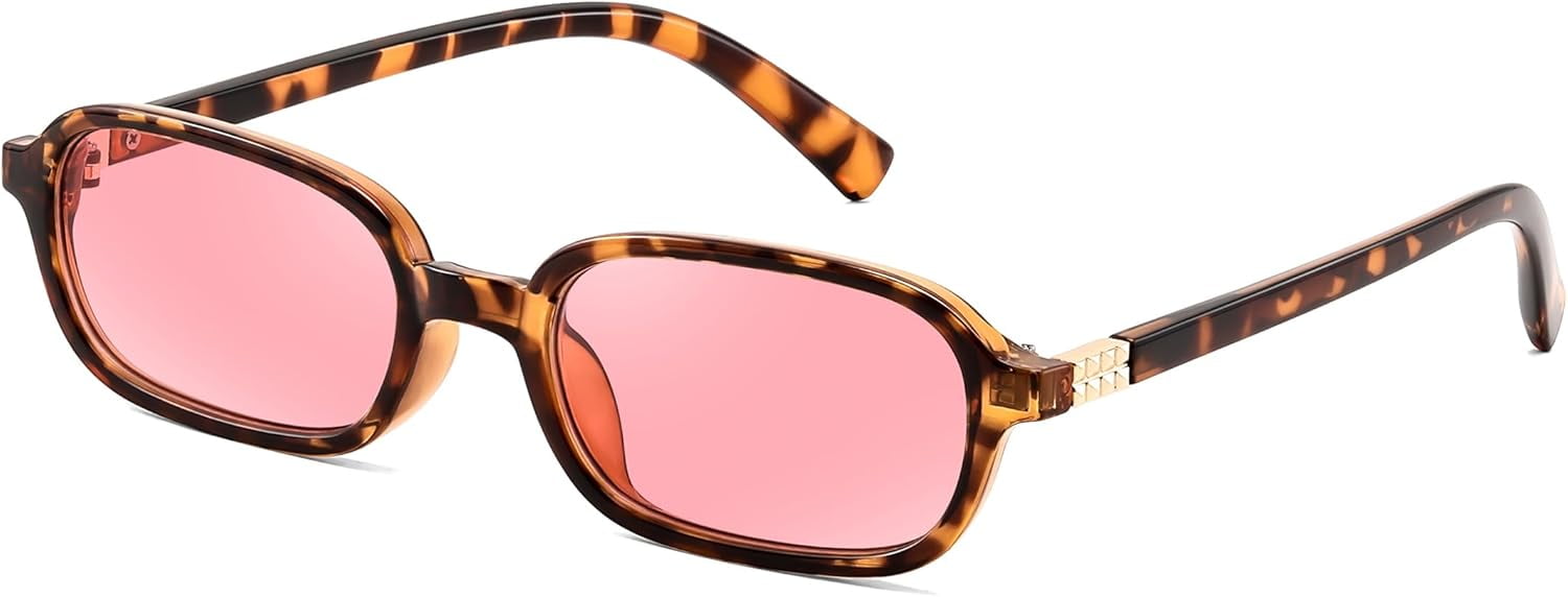 FEISEDY Retro Rectangular Sunglasses for Women Men 90s Small  display picture 3