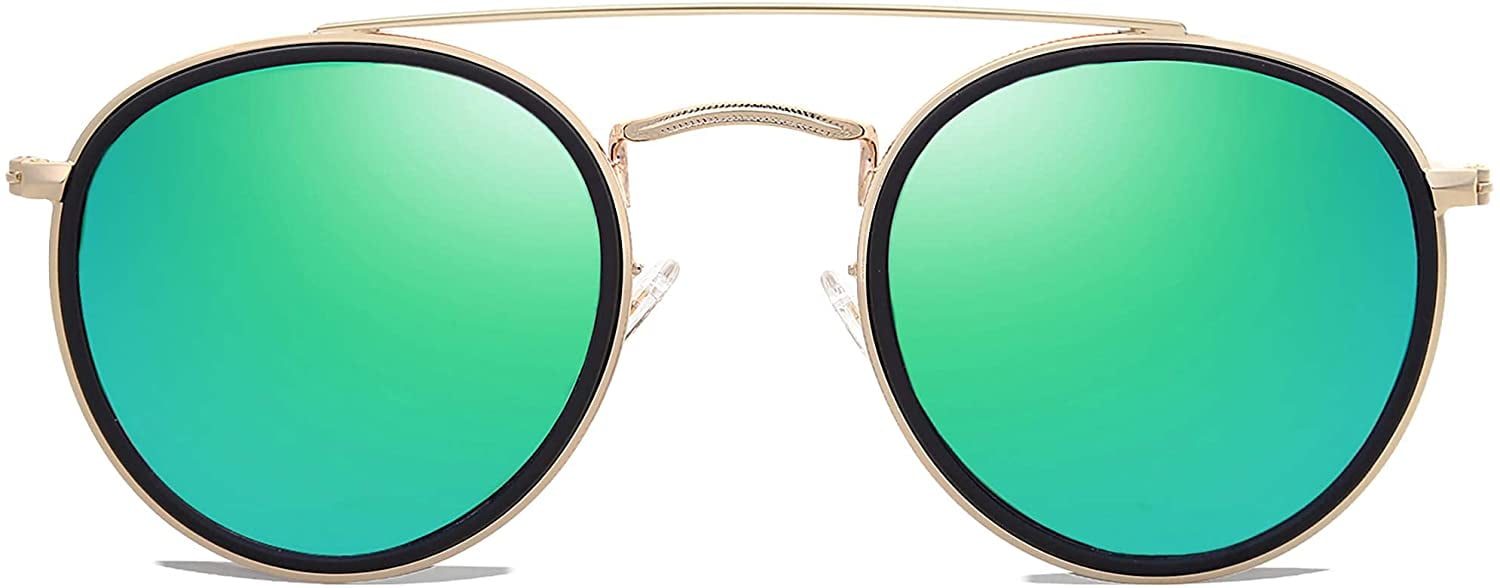 FEISEDY Retro Round Double Bridge Polarized Sunglasses for  display picture 1