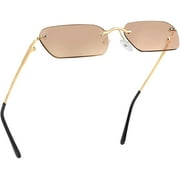 FEISEDY Retro Small Narrow Rimless Sunglasses Clear Eyewear Vintage Rectangle Sunglasses for Women Men B2643