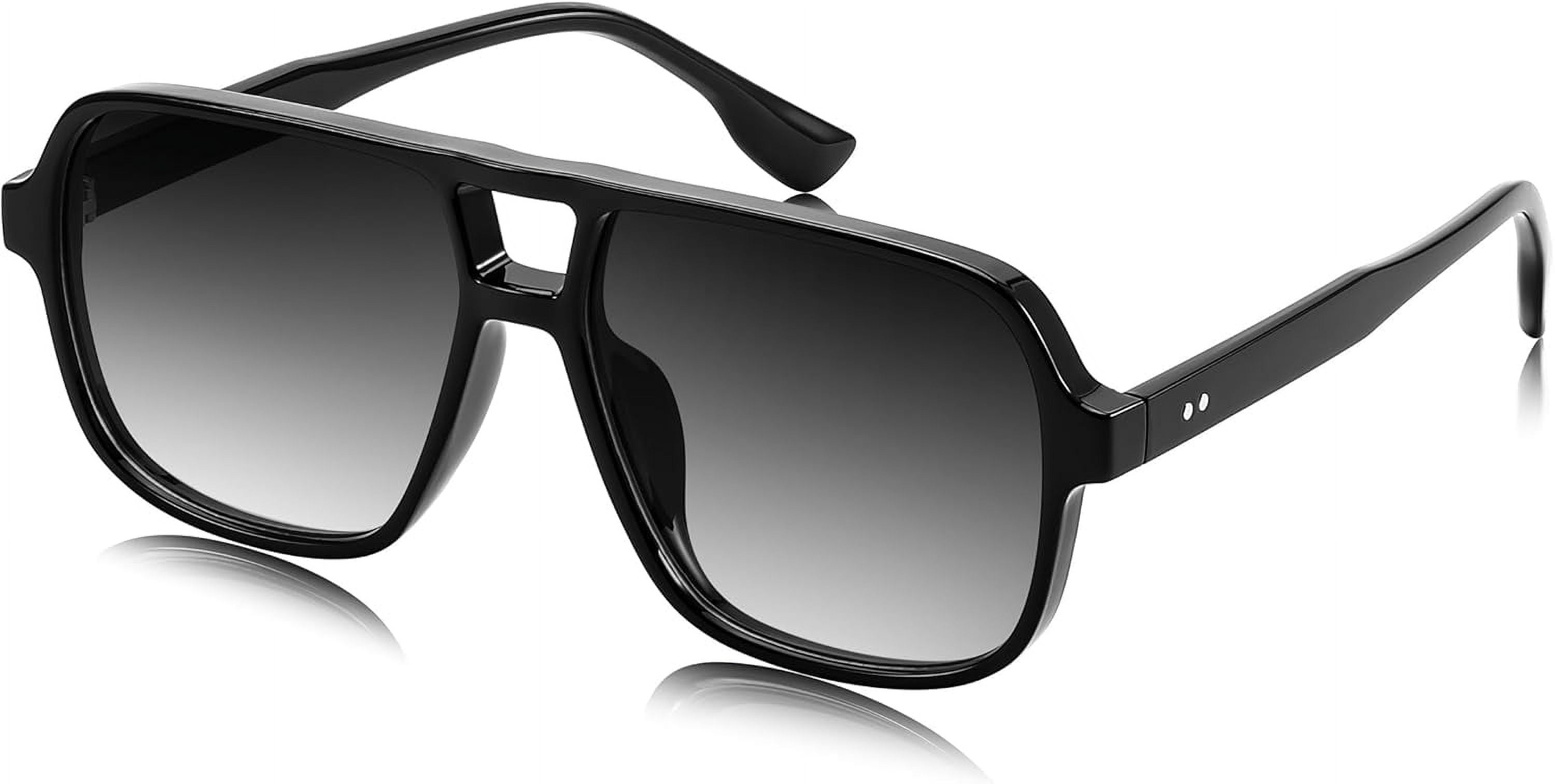 Black Aviator Sunglasses Womens Mens Vintage Plastic Frame Shades New SOJOS Retro Aviator Sunglasses for Women Men,Trendy  main image 2