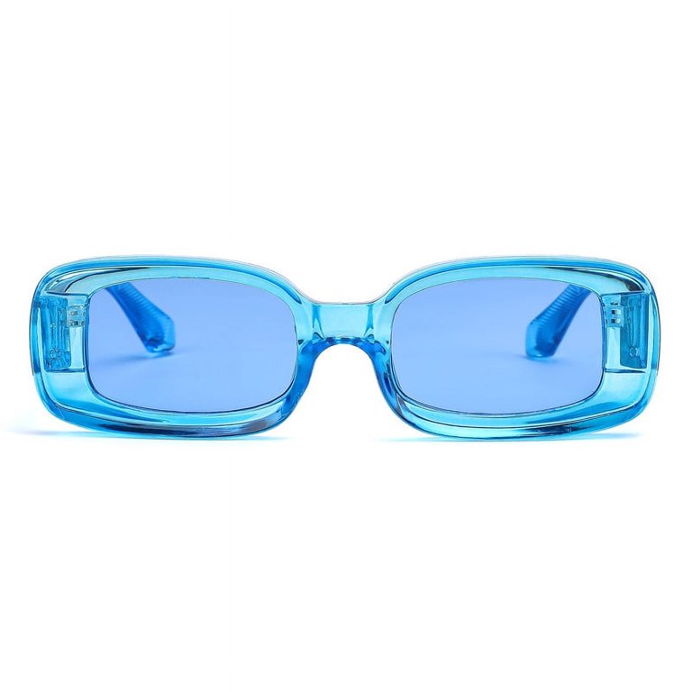 FEISEDY Retro Thick Rectangle Sunglasses Retro 90s Small  display picture 1