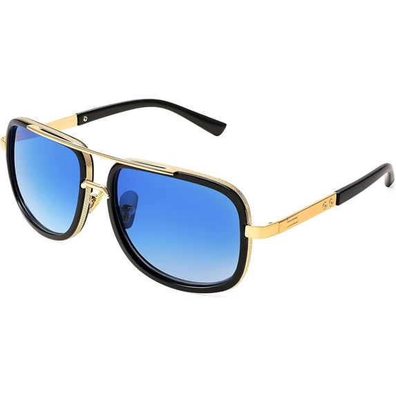 FEISEDY Retro Trendy Aviator Sunglasses Women Men Classic Vintage Square Sunglasses 70s Large Metal Shades B2321