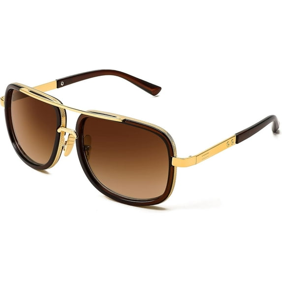 FEISEDY Retro Trendy Aviator Sunglasses Women Men Classic Vintage Square Sunglasses 70s Large Metal Shades B2321