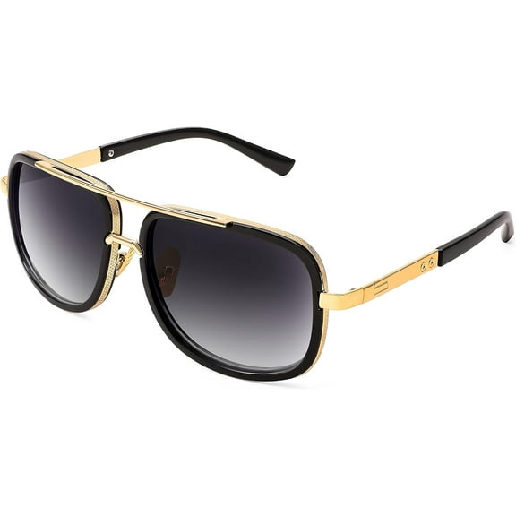 FEISEDY Retro Trendy Aviator Sunglasses Women Men Classic Vintage Square Sunglasses 70s Large Metal Shades B2321