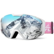 FEISEDY Ski Goggles, OTG Snow Sport Goggles for Adult Youth, Anti-Fog UV400 Protection Bendable Dual-Lenses B2961