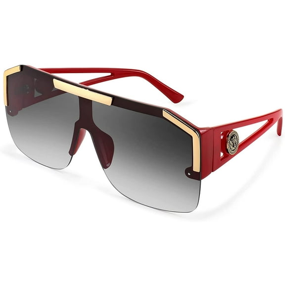 FEISEDY Square Flat Top Shield Sunglasses One Piece Frameless Stylish Women Men UV400 B2765
