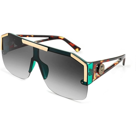 FEISEDY Square Flat Top Shield Sunglasses One Piece Frameless Stylish Women Men UV400 B2765