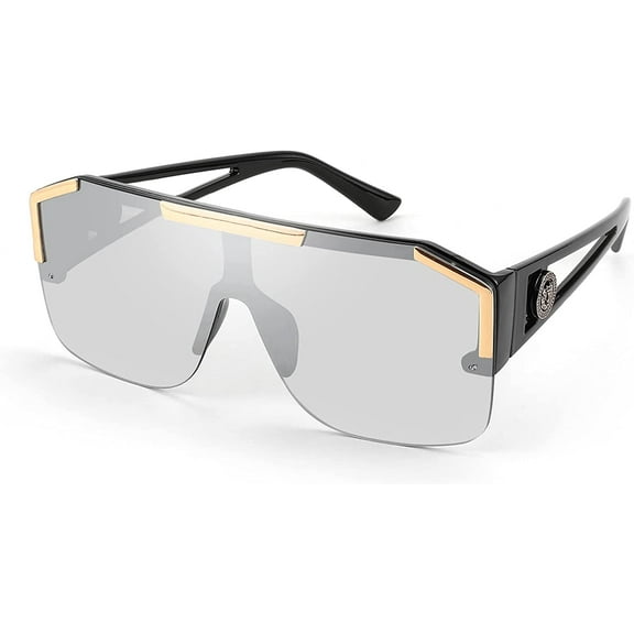 FEISEDY Square Flat Top Shield Sunglasses One Piece Frameless Stylish Women Men UV400 B2765