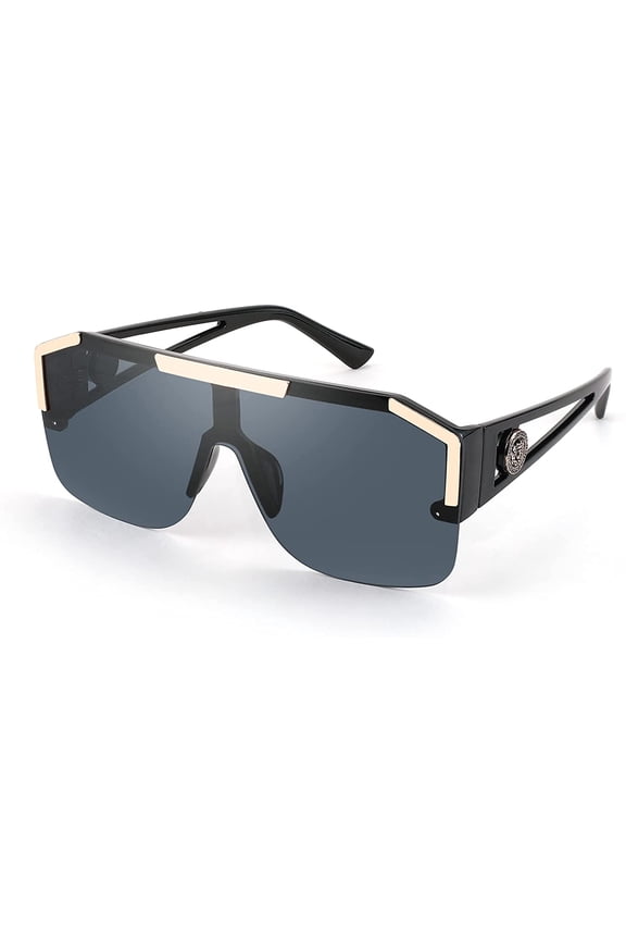 Square Flat Top Shield Sunglasses One Piece Frameless Stylish Women Men UV400 B2765