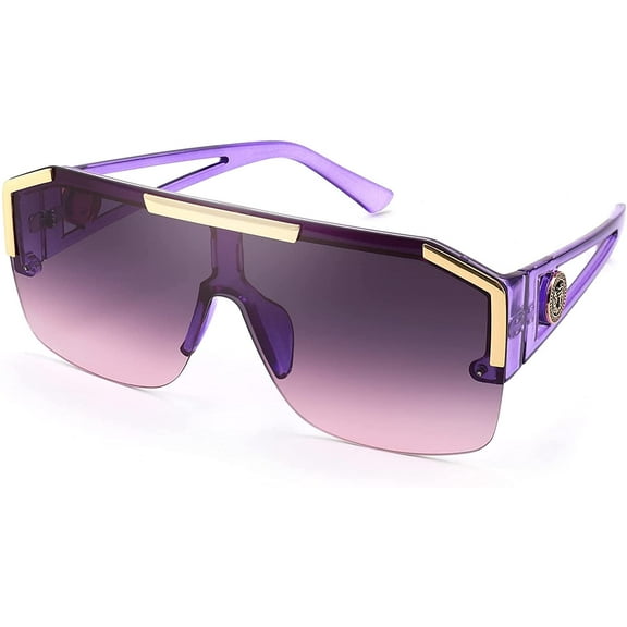FEISEDY Square Flat Top Shield Sunglasses One Piece Frameless Stylish Women Men UV400 B2765