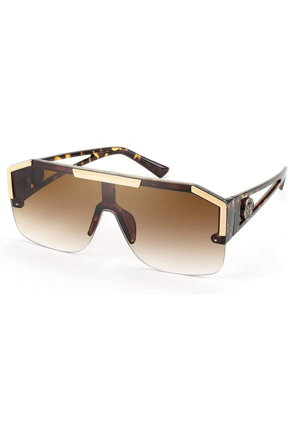 Square Flat Top Shield Sunglasses One Piece Frameless Stylish Women Men UV400 B2765