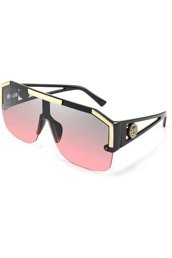 Square Flat Top Shield Sunglasses One Piece Frameless Stylish Women Men UV400 B2765