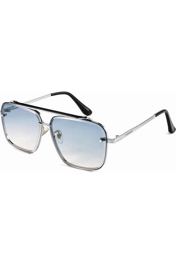 Sunglasses, Fashion Square Pilot Sunglasses, Vintage Metal Gradient Glasses for Men and Women, B4104