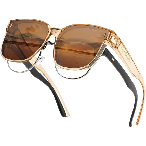 FEISEDY Sunglasses Fit Over Glasses Oversized Polarized Shiny for Women Sunglasses UV400 B0269