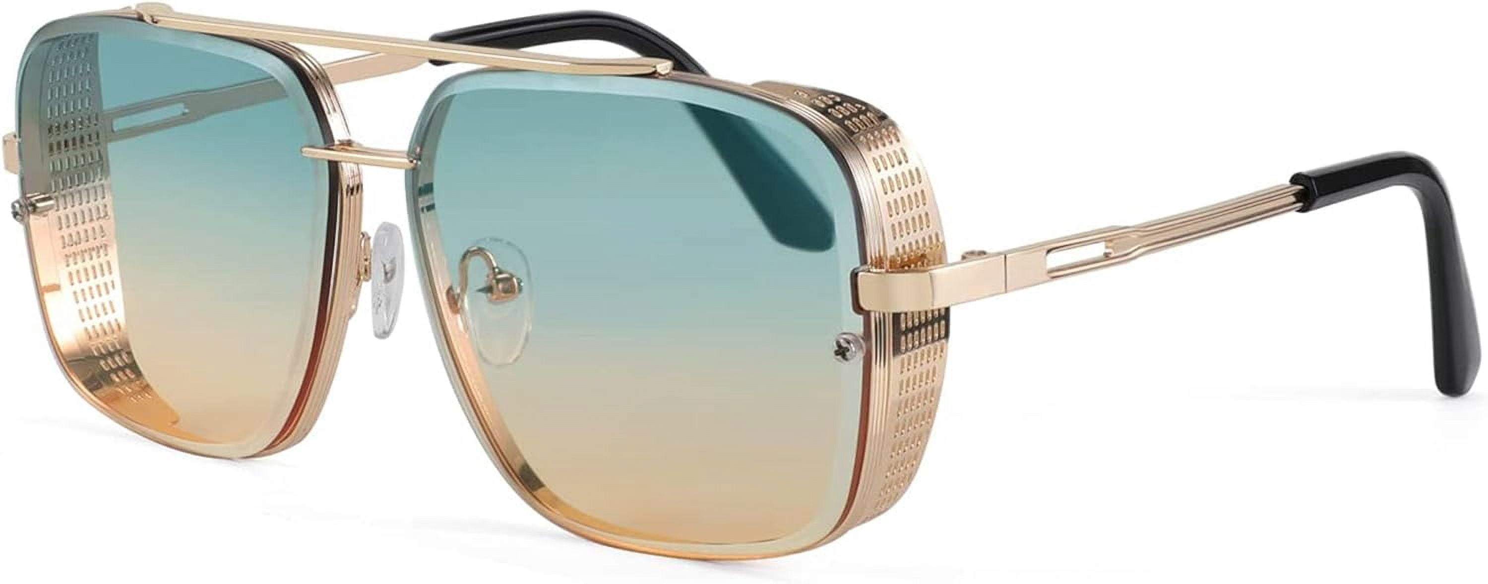 FEISEDY Sunglasses Mens Women Vintage Pilot Square Trendy  display picture 1