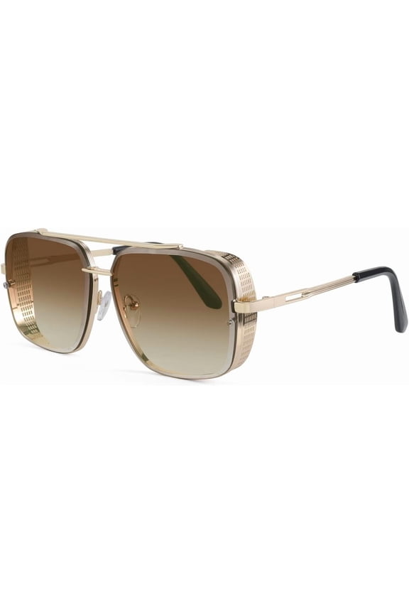 Sunglasses Mens Women Vintage Pilot Square Trendy Metal Steampunk Fishing Driving Sun Glasses B2894