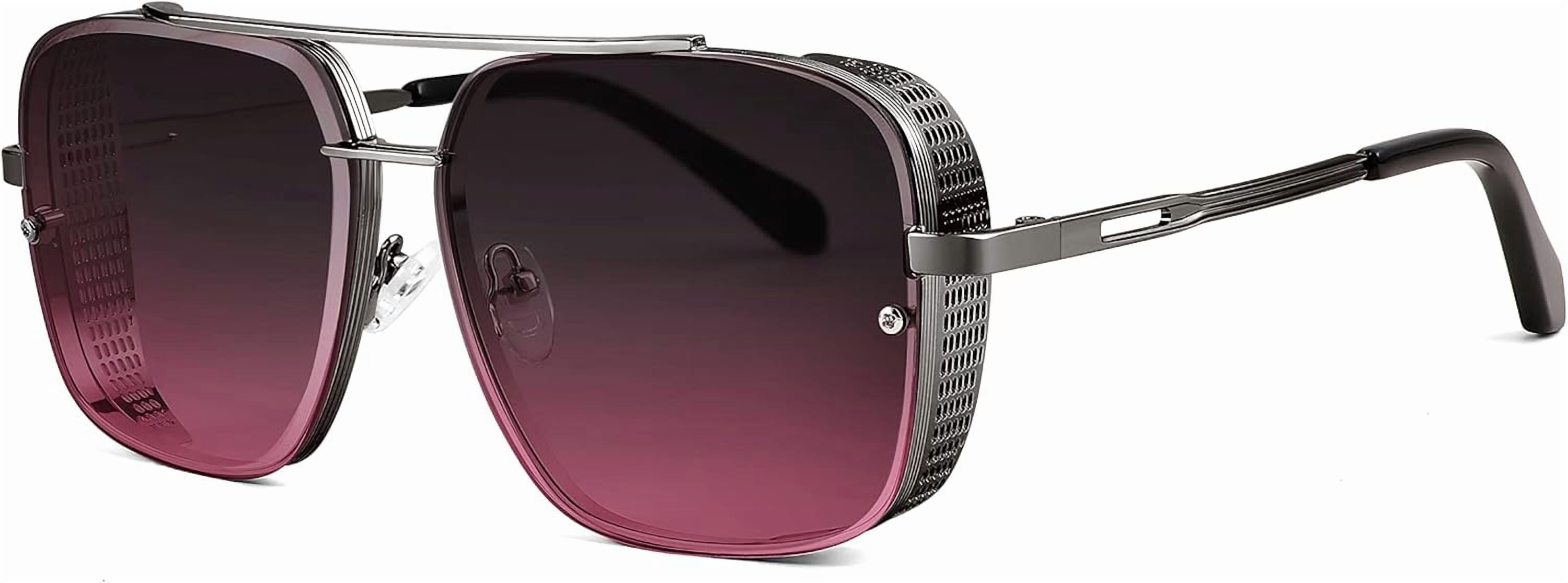 Pilot Square Trendy Metal Steampunk Sunglasses FEISEDY Vintage Pilot Square Metal Sunglasses for Liberia | Ubuy main image 4