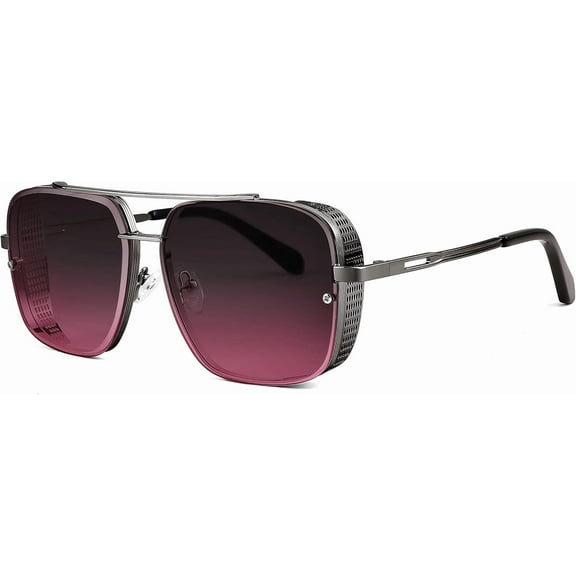 FEISEDY Sunglasses Mens Women Vintage Pilot Square Trendy Metal Steampunk Fishing Driving Sun Glasses B2894