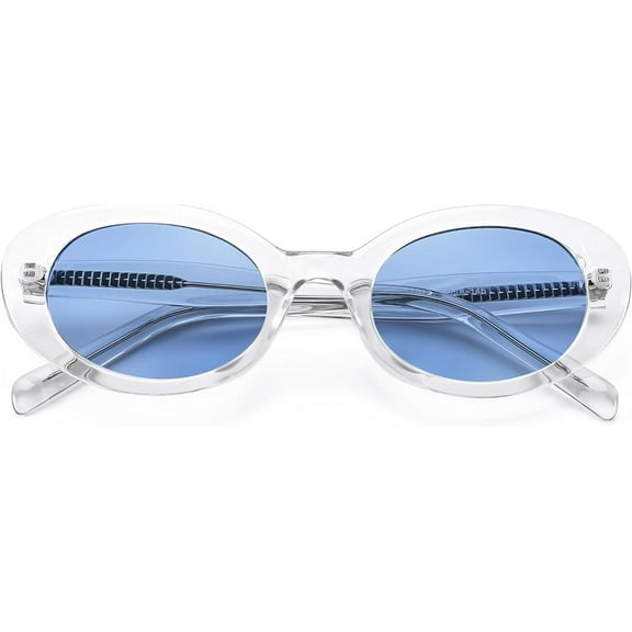 FEISEDY Sunglasses Womens, Retro Oval Cateye Sun Glasses Men, Small 90s Style B4128