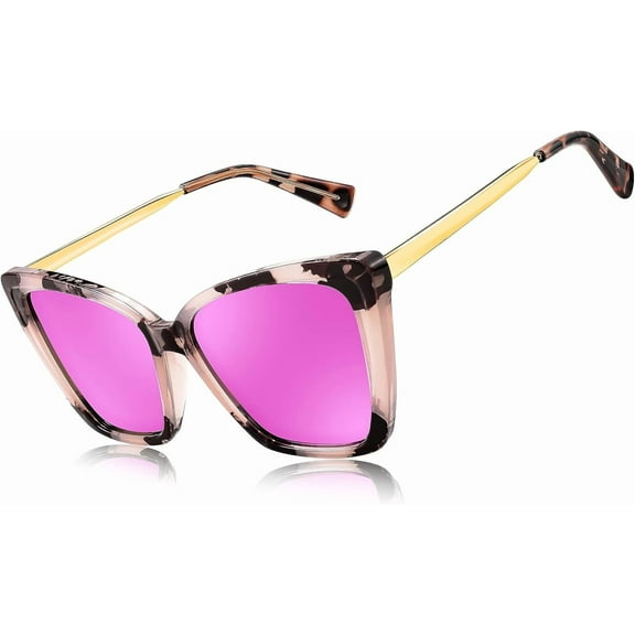 FEISEDY Trendy Polarized Women Sunglasses, Retro Womens Square Cat Eye Sun Glasses B4134