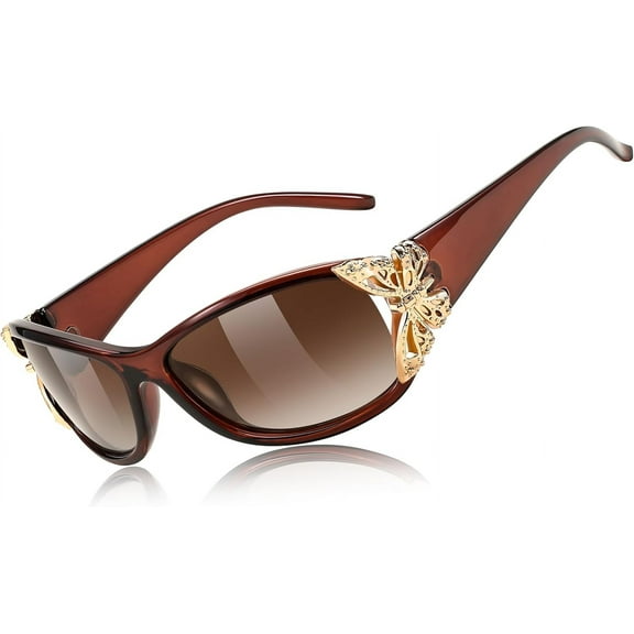 FEISEDY Trendy Polarized Y2K Sunglasses Wrap Around Butterfly Design Fashion Sunnies UV400 Protection B0078