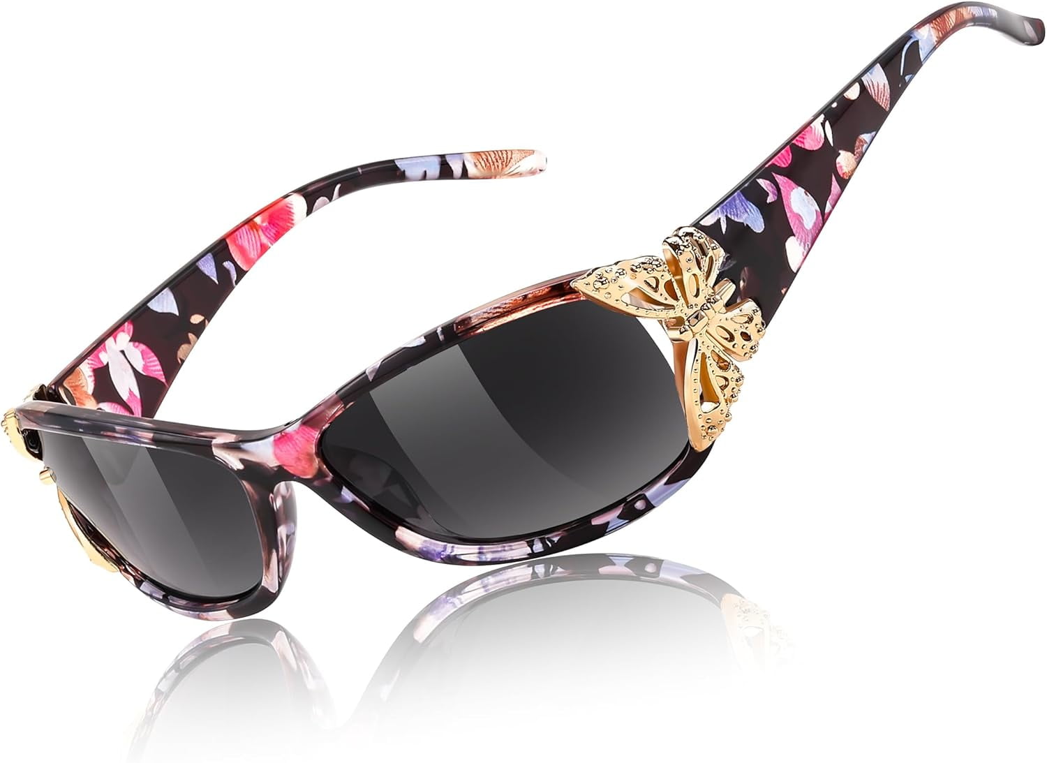 Y2K Butterfly Wrap Around Sunglasses Polarized UV400 Protection Fashion FEISEDY Trendy Polarized Y2K Sunglasses Wrap Around  main image 2
