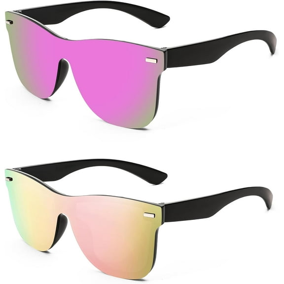 FEISEDY Trendy Rimless Mirrored One Piece Lens Sunglasses Reflective Sun Glasses B4114