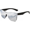 thumbnail image 1 of FEISEDY Trendy Rimless Mirrored One Piece Lens Sunglasses Reflective Sun Glasses B4114, 1 of 14