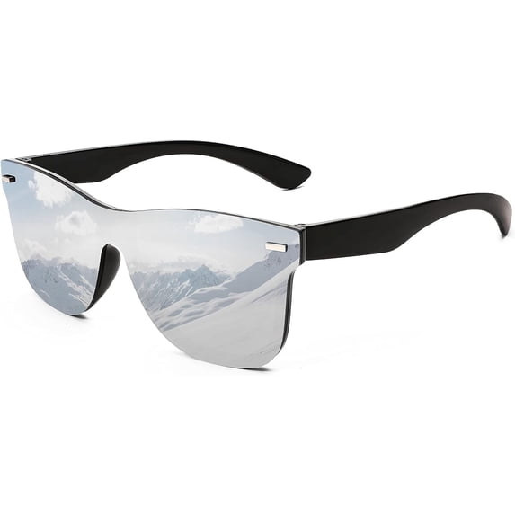 FEISEDY Trendy Rimless Mirrored One Piece Lens Sunglasses Reflective Sun Glasses B4114