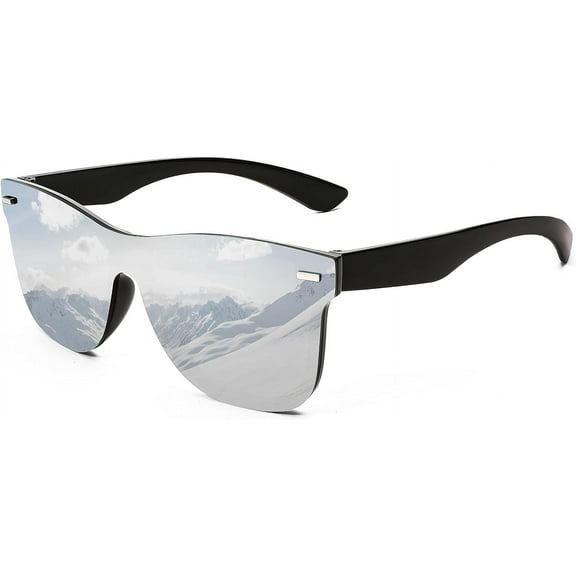 FEISEDY Trendy Rimless Mirrored One Piece Lens Sunglasses Reflective Sun Glasses B4114