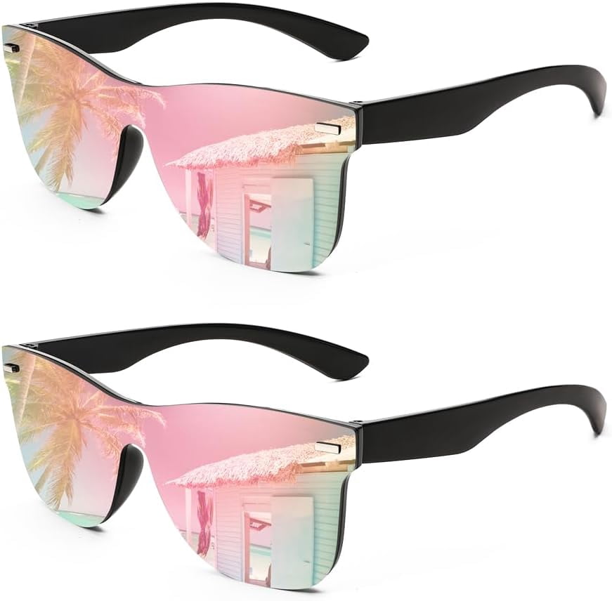Rimless Mirrored One Piece Lens Sunglasses Reflective UV400 Amazon.com: FEISEDY Mirrored Rimless Sunglasses One Piece  main image 4