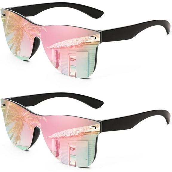FEISEDY Trendy Rimless Mirrored One Piece Lens Sunglasses Reflective Sun Glasses B4114