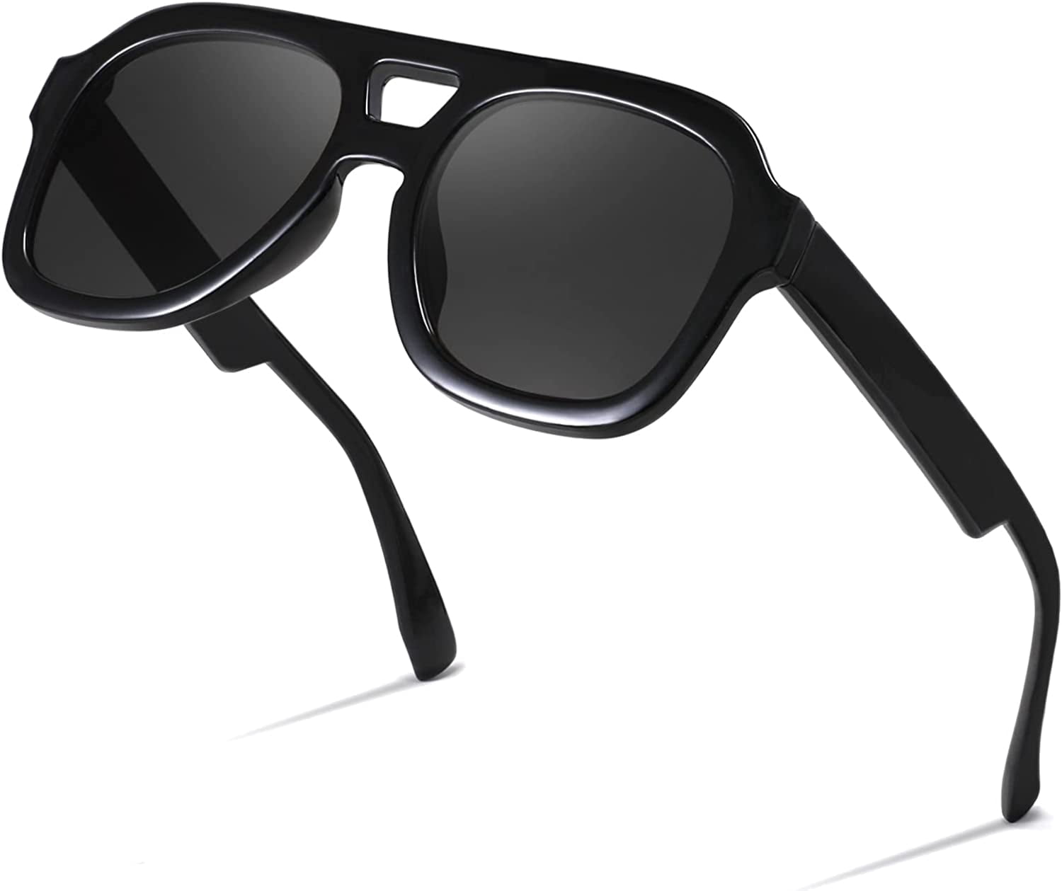 Vintage Oversized Square Aviator Sunglasses Retro Thick Frame UV400 Retro Square Aviator Sunglasses for Womens Mens Vintage 70s  main image 3