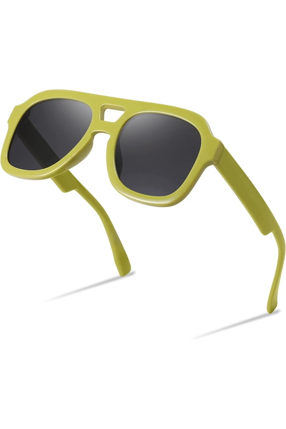 Vintage Aviator Sunglasses Double Bridge Women Men Large Square Thick Frame Trendy Eyewear UV400 B2846
