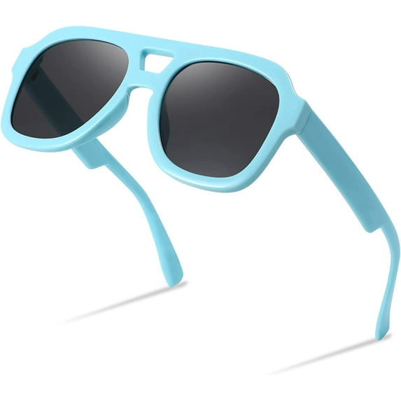 FEISEDY Vintage Aviator Sunglasses Double Bridge Women Men Large Square Thick Frame Trendy Eyewear UV400 B2846