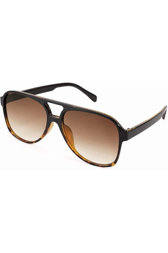 Vintage Retro 70s Plastic Aviator Sunglasses Women Men Classic Large Squared Frame B2751