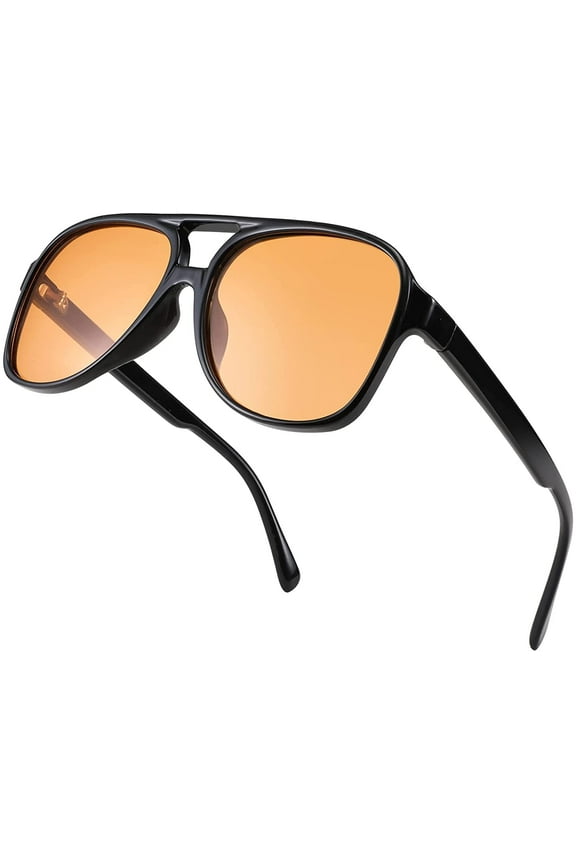 Vintage Retro 70s Plastic Aviator Sunglasses Women Men Classic Large Squared Frame B2751