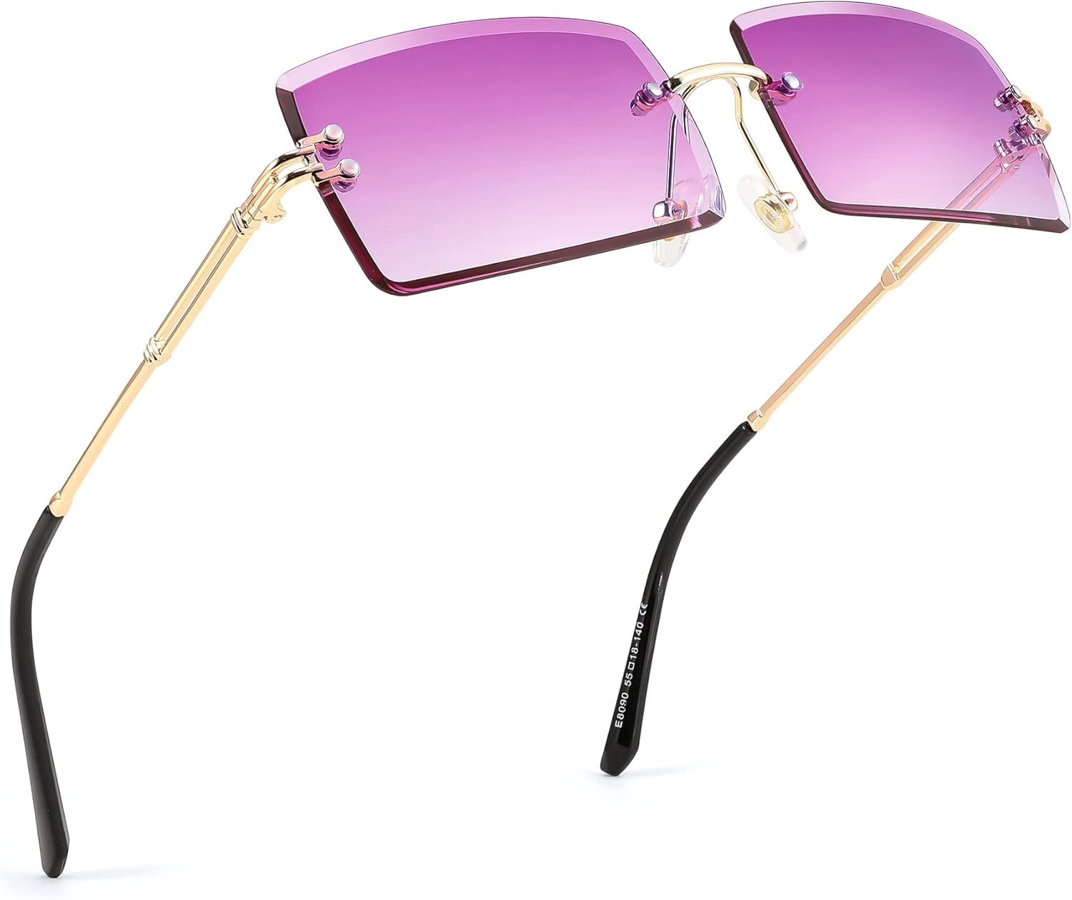 Vintage Rimless Rectangle Sunglasses Frameless Candy Color UV400 Protection PORADAY Rectangle Rimless Sunglasses For Women & Men  main image 3