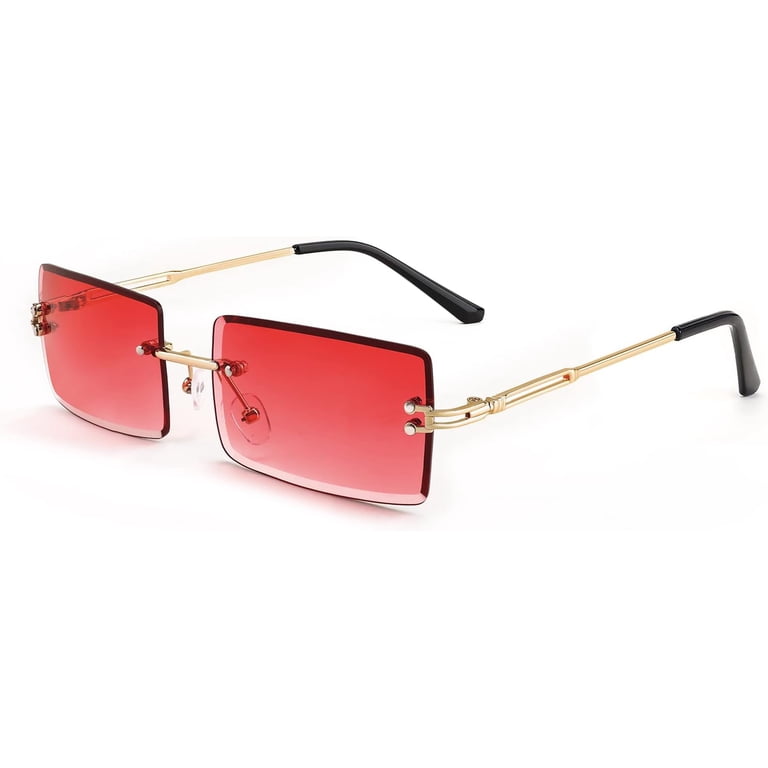 FEISEDY Vintage Rimless Sunglasses Rectangle Frameless Candy  display picture 2