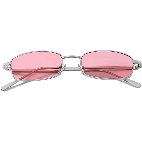 FEISEDY Vintage Slender Square Sunglasses Retro Small Metal Frame Candy Colors B2295