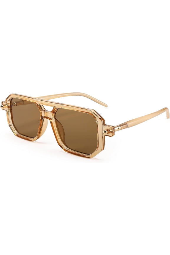Vintage Square 70s Flat Aviator Sunglasses Women Men Classic Retro Stylish Frame UV400 Sunglasses B2622