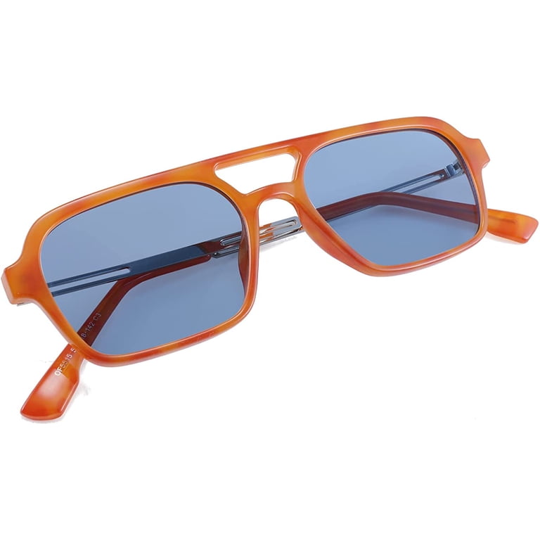 FEISEDY Vintage Square 70s Flat Aviator Sunglasses Women Men  display picture 2